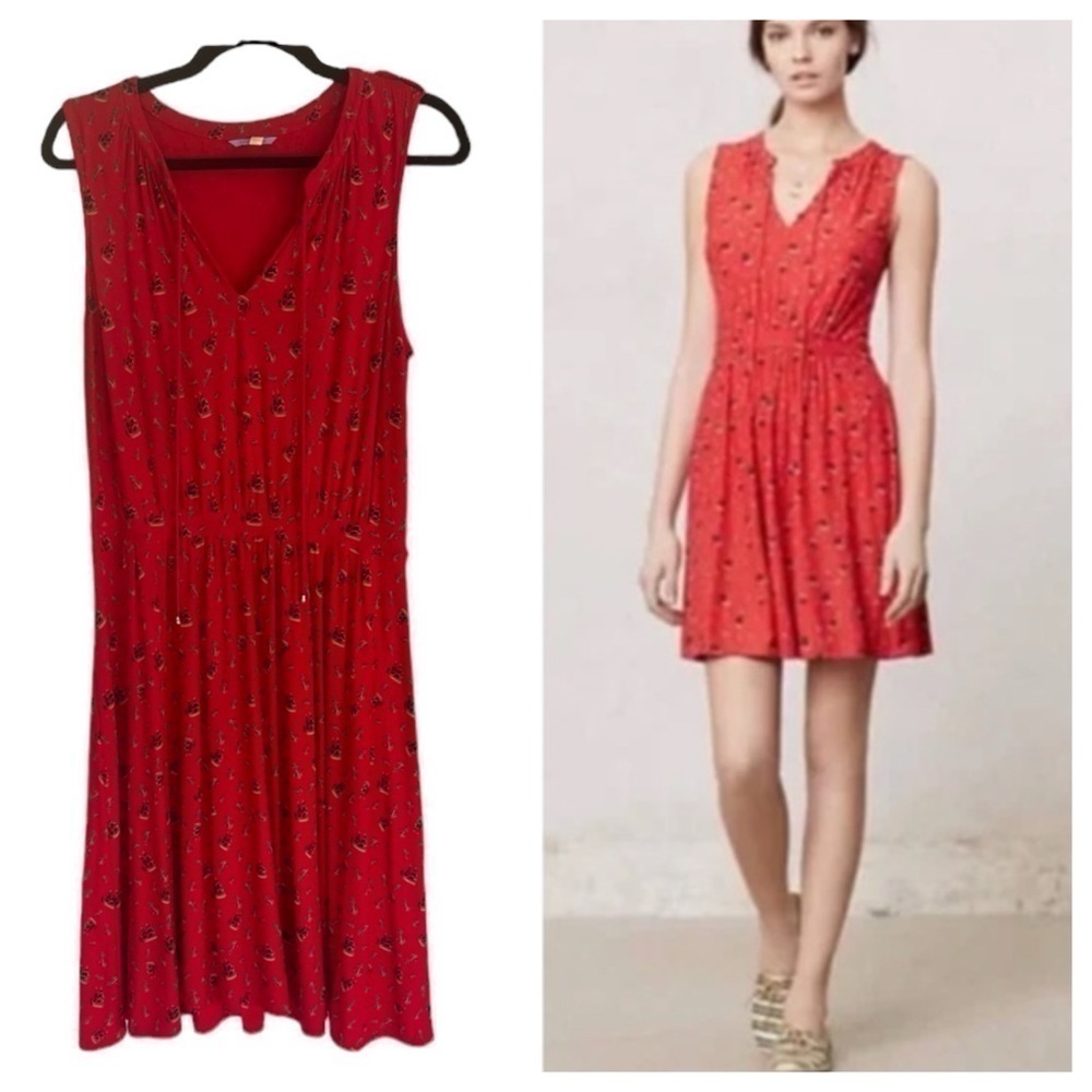 Anthropologie Leifnotes Skipper Anchor Novelty Print Ships Dress